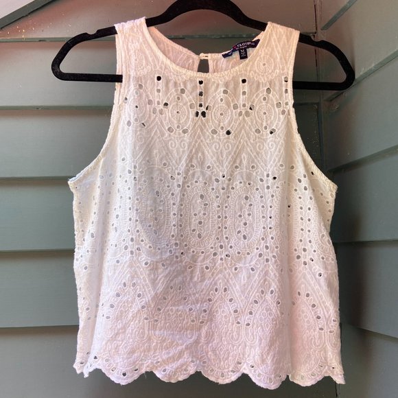 3/$15 White Eyelet Tank Top - Picture 1 of 4